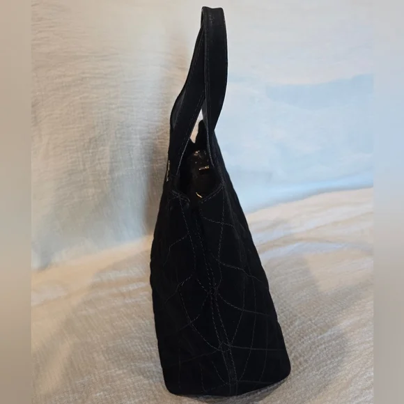 Chanel Wild Stitch Matelasse Black Leather Suede Tote Bag Silver CC Turnlock - Picture 6 of 16